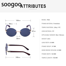 Load image into Gallery viewer, Round Rimless Sunglasses For Men&#39;s Oversized Frame  Brand Designer Sun Glasses Women Retro Eyeglasses UV 400