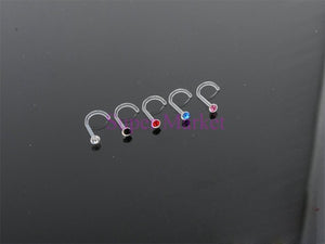 Fashion Screw Nose Rings Nose Stud Nostril Nail UV Acrylic 60pcs/box Mixed Color Clear Gem Bar
