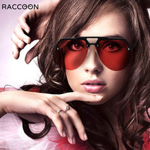 Load image into Gallery viewer, Semi Rimless Pilot Red Sunglasses Women  Oversized Sun Glasses Men Twin Beam Vintage Retro Sunglass Uv400 Eyewear
