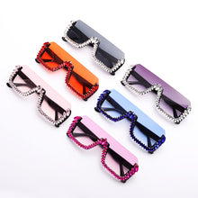 Load image into Gallery viewer, Semi-Rimless Sunglasses Women Crystal Square Sun Glasses Men Diamond Oversized One Piece Shades Gradient Eyewear