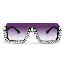 Load image into Gallery viewer, Semi-Rimless Sunglasses Women Crystal Square Sun Glasses Men Diamond Oversized One Piece Shades Gradient Eyewear
