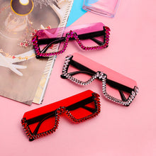 Load image into Gallery viewer, Semi-Rimless Sunglasses Women Crystal Square Sun Glasses Men Diamond Oversized One Piece Shades Gradient Eyewear