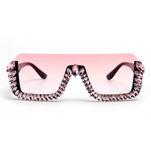 Load image into Gallery viewer, Semi-Rimless Sunglasses Women Crystal Square Sun Glasses Men Diamond Oversized One Piece Shades Gradient Eyewear