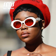 Load image into Gallery viewer, Sexy Women Diamond Oval Sunglasses  Brand Vintage Oval Sun Glasses With Circle Rhinestone Female Eyewear UV400