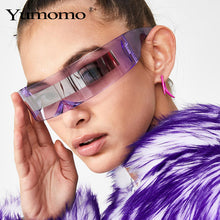 Load image into Gallery viewer, Fashion Siamese Futuristic Wrap Around Monob Costume Sunglasses Luxury Brand Designer Mask Novelty Glasses Purple Blue Goggle