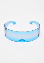 Load image into Gallery viewer, Fashion Siamese Futuristic Wrap Around Monob Costume Sunglasses Luxury Brand Designer Mask Novelty Glasses Purple Blue Goggle
