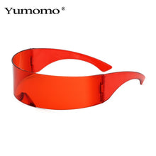 Load image into Gallery viewer, Fashion Siamese Futuristic Wrap Around Monob Costume Sunglasses Luxury Brand Designer Mask Novelty Glasses Purple Blue Goggle