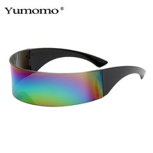 Load image into Gallery viewer, Fashion Siamese Futuristic Wrap Around Monob Costume Sunglasses Luxury Brand Designer Mask Novelty Glasses Purple Blue Goggle
