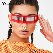 Load image into Gallery viewer, Fashion Siamese Futuristic Wrap Around Monob Costume Sunglasses Luxury Brand Designer Mask Novelty Glasses Purple Blue Goggle