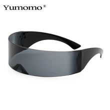 Load image into Gallery viewer, Fashion Siamese Futuristic Wrap Around Monob Costume Sunglasses Luxury Brand Designer Mask Novelty Glasses Purple Blue Goggle