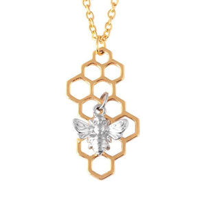 Fashion Silver Gold Necklaces for Women Girl Geometric Honeycomb Bee Animal Pendant Choker Necklace Jewelry Party Prom Gift