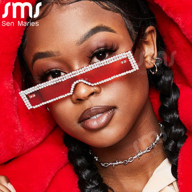 Small Frame Rhinestone Rectangle Sunglasses Women Vintage Square Diamond Sun Glasses Elegant Eyewear