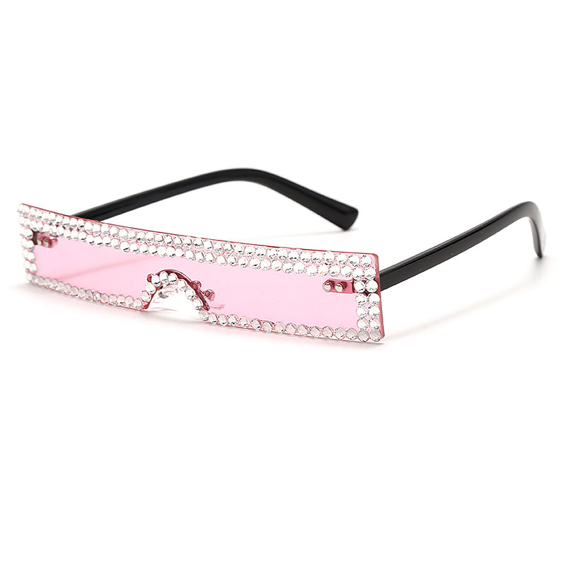 Small Frame Rhinestone Rectangle Sunglasses Women Vintage Square Diamond Sun Glasses Elegant Eyewear