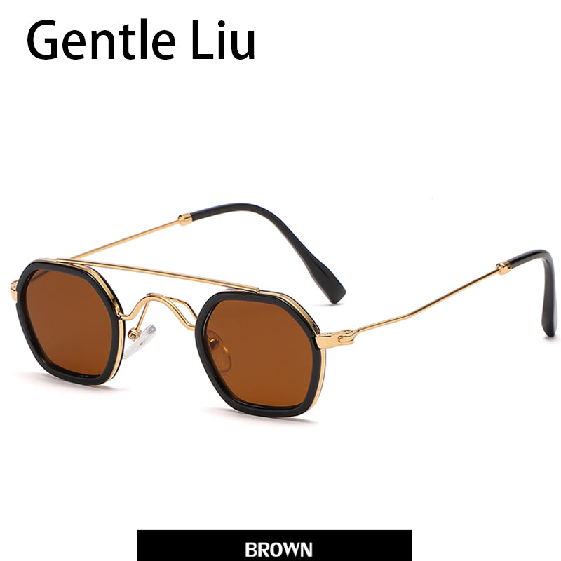 Small Frame Square Sunglasses For Men's Metal  Brand Designer Sun Glasses Women's Retro Double Beam Eyewear UV 400