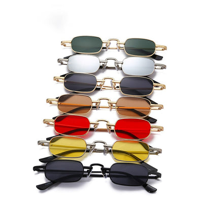Small Rectangle Sunglasses Metal Frame Vintage Hip Hop spectacles Unisex Brand Goggles Red Yellow Retro Shades Uv400