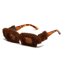 Load image into Gallery viewer, Small Rectangle Sunglasses Women Retro Soft Plush Decoration Shades UV400 Men Trending Blue Pink Sun Glasses