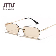 Load image into Gallery viewer, Small Rimless Sunglasses Women 2023 Rectangle Steampunk Sun Glasses Vintage Square Glasses Men Eyewear UV400 Oculos