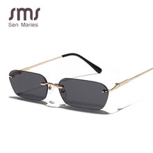 Load image into Gallery viewer, Small Rimless Sunglasses Women 2023 Rectangle Steampunk Sun Glasses Vintage Square Glasses Men Eyewear UV400 Oculos