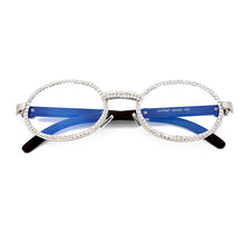 Load image into Gallery viewer, Small Round Diamond Sunglasses Men  Transparent Clear Lens Women Oval Crystal Wood Glasses Rhinestone oculos