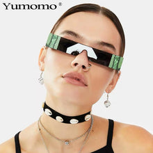 Carica l&#39;immagine nel visualizzatore di Gallery, Snake tattoo Rectangle Small Sunglasses Women  Brand Mirror Silver Black Clear Lens One Piece Punk Men Shades