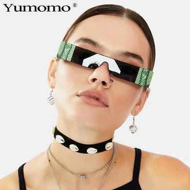 Snake tattoo Rectangle Small Sunglasses Women  Brand Mirror Silver Black Clear Lens One Piece Punk Men Shades