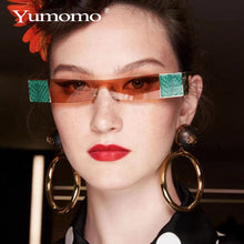 Carica l&#39;immagine nel visualizzatore di Gallery, Snake tattoo Rectangle Small Sunglasses Women  Brand Mirror Silver Black Clear Lens One Piece Punk Men Shades