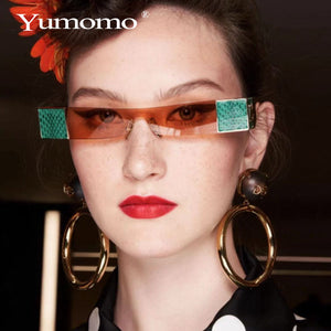 Snake tattoo Rectangle Small Sunglasses Women  Brand Mirror Silver Black Clear Lens One Piece Punk Men Shades