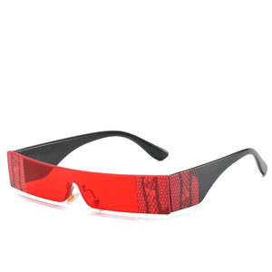 Snake tattoo Rectangle Small Sunglasses Women  Brand Mirror Silver Black Clear Lens One Piece Punk Men Shades