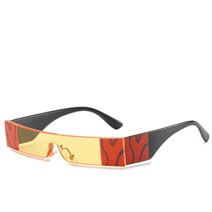 Snake tattoo Rectangle Small Sunglasses Women  Brand Mirror Silver Black Clear Lens One Piece Punk Men Shades