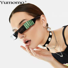 Carica l&#39;immagine nel visualizzatore di Gallery, Snake tattoo Rectangle Small Sunglasses Women  Brand Mirror Silver Black Clear Lens One Piece Punk Men Shades