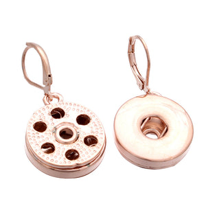 Fashion Snap Jewelry Rose Gold Color 18mm Snap Earrings Metal Snaps Button Drop Earring For Women DIY Accessories
