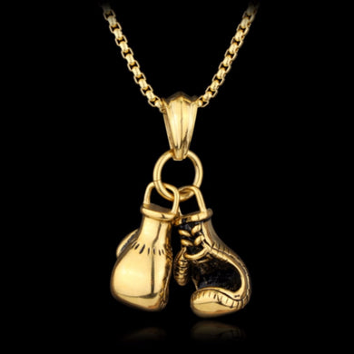 Fashion Sport Fitness Jewelry Double Boxing Glove Pendant Necklace Chic Men Hiphop Chain Necklace Co Male Jewellery