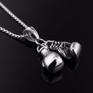 Fashion Sport Fitness Jewelry Double Boxing Glove Pendant Necklace Chic Men Hiphop Chain Necklace Co Male Jewellery
