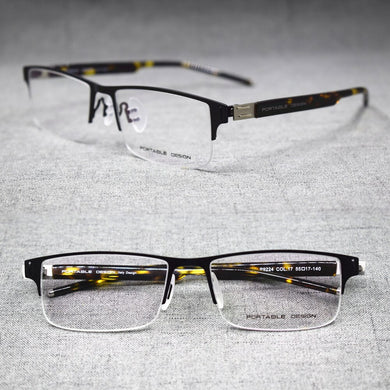 Spring Hinges Half Rimless Eyeglass Frames Rx able lightweight Myopia Glasses