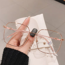Carica l'immagine nel visualizzatore di Gallery, Occhiali da vista quadrati anti-luce blu per donna Occhiali da miopia per computer in lega di oro rosa elegante vintage con montatura trasparente