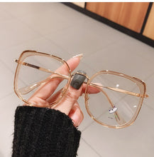 Load image into Gallery viewer, Square Anti-blue Light Eyeglasses Frames Women Alloy Oversized Black Pink Computer Eyewear Female Myopia Glasses Frame