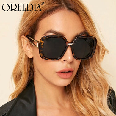Square Big Frame Sunglasses Ladies Gradient Color Leopard Print Frame Hollow Temple Sunglasses Trend Men's Sunglasses