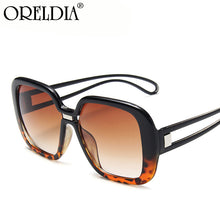 Load image into Gallery viewer, Square Big Frame Sunglasses Ladies Gradient Color Leopard Print Frame Hollow Temple Sunglasses Trend Men&#39;s Sunglasses