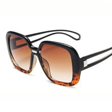 Load image into Gallery viewer, Square Big Frame Sunglasses Ladies Gradient Color Leopard Print Frame Hollow Temple Sunglasses Trend Men&#39;s Sunglasses