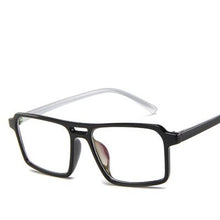 Load image into Gallery viewer, Square Black White Glasses frame for men women fake transparent eyeglasses Prescription Spectacles clear lens no degree
