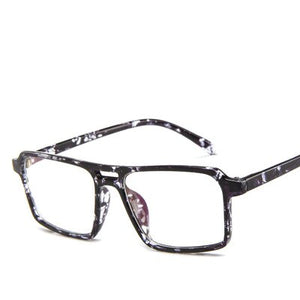 Square Black White Glasses frame for men women fake transparent eyeglasses Prescription Spectacles clear lens no degree