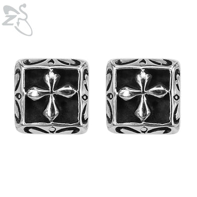 Fashion Square Cartilage Earring Studs for Men Cross Punk Stud Earring Stainless Steel Helix Tragus Ear Piercing Jewelry