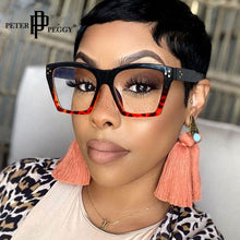 Carica l&#39;immagine nel visualizzatore di Gallery, Square Eyeglasses Woman Classic Leopard Large Frame Glasses Frame For Men Glasses Euro American Style  Eyewear