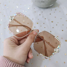 Load image into Gallery viewer, Square Frame Sunglasses Women  Rhinestone Sun Glasses Brand Designer Eyeglasses Diamond Glasses Clear Lens Uv400