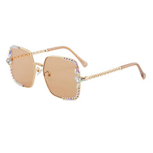 Load image into Gallery viewer, Square Frame Sunglasses Women  Rhinestone Sun Glasses Brand Designer Eyeglasses Diamond Glasses Clear Lens Uv400