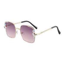 Load image into Gallery viewer, Square Frame Sunglasses Women  Rhinestone Sun Glasses Brand Designer Eyeglasses Diamond Glasses Clear Lens Uv400