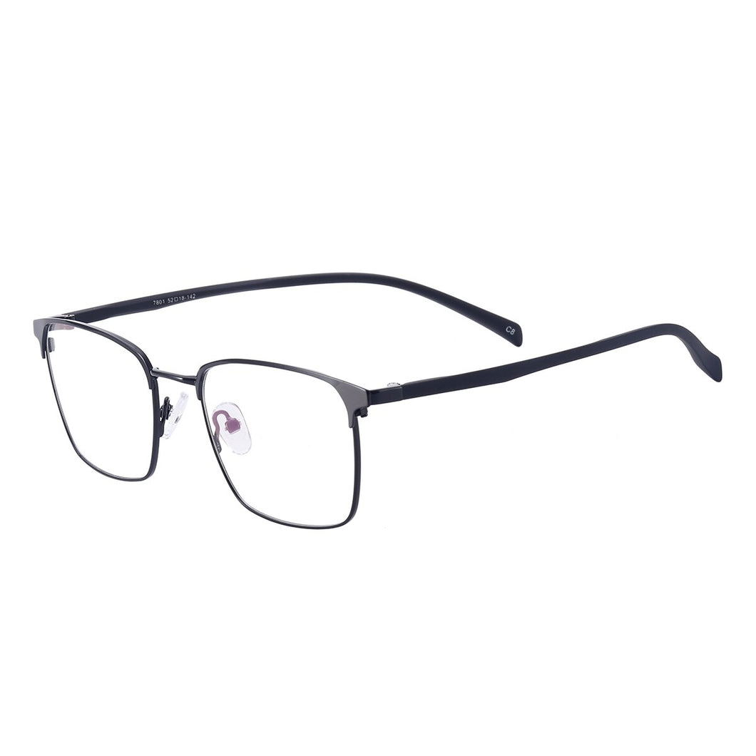 Square Full Rim Black Men And Women Metal And TR90 Temple Optical Spectacles Frame For Myopia Prescription Lenses