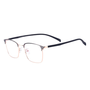 Square Full Rim Black Men And Women Metal And TR90 Temple Optical Spectacles Frame For Myopia Prescription Lenses