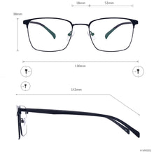 Load image into Gallery viewer, Square Full Rim Black Men And Women Metal And TR90 Temple Optical Spectacles Frame For Myopia Prescription Lenses