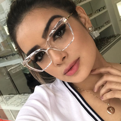 Square Glasses Frames For Women Transparent Cat Eye Sexy Frame Trending Style Brand Optical Computer Glasses